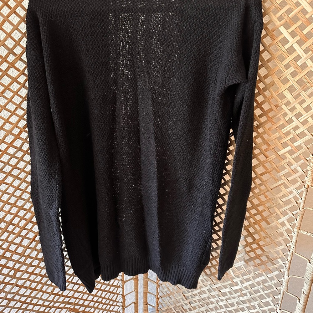 Active USA Black Crew Neck Sweater with Lace-Up Detail